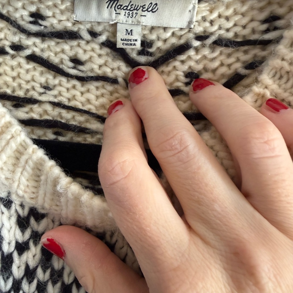 Madewell Black and Cream Women's Sweater - Picture 2 of 3